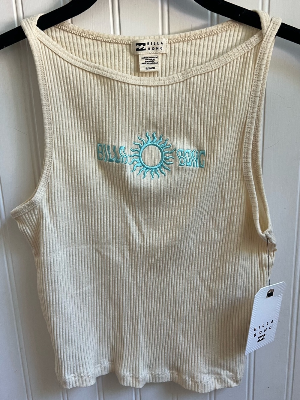 Billabong "Go For It" Ribbed Knit Tank Top in White Cap Size Small NWT